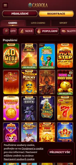 Nejpopulárnější automaty na webu Casoola